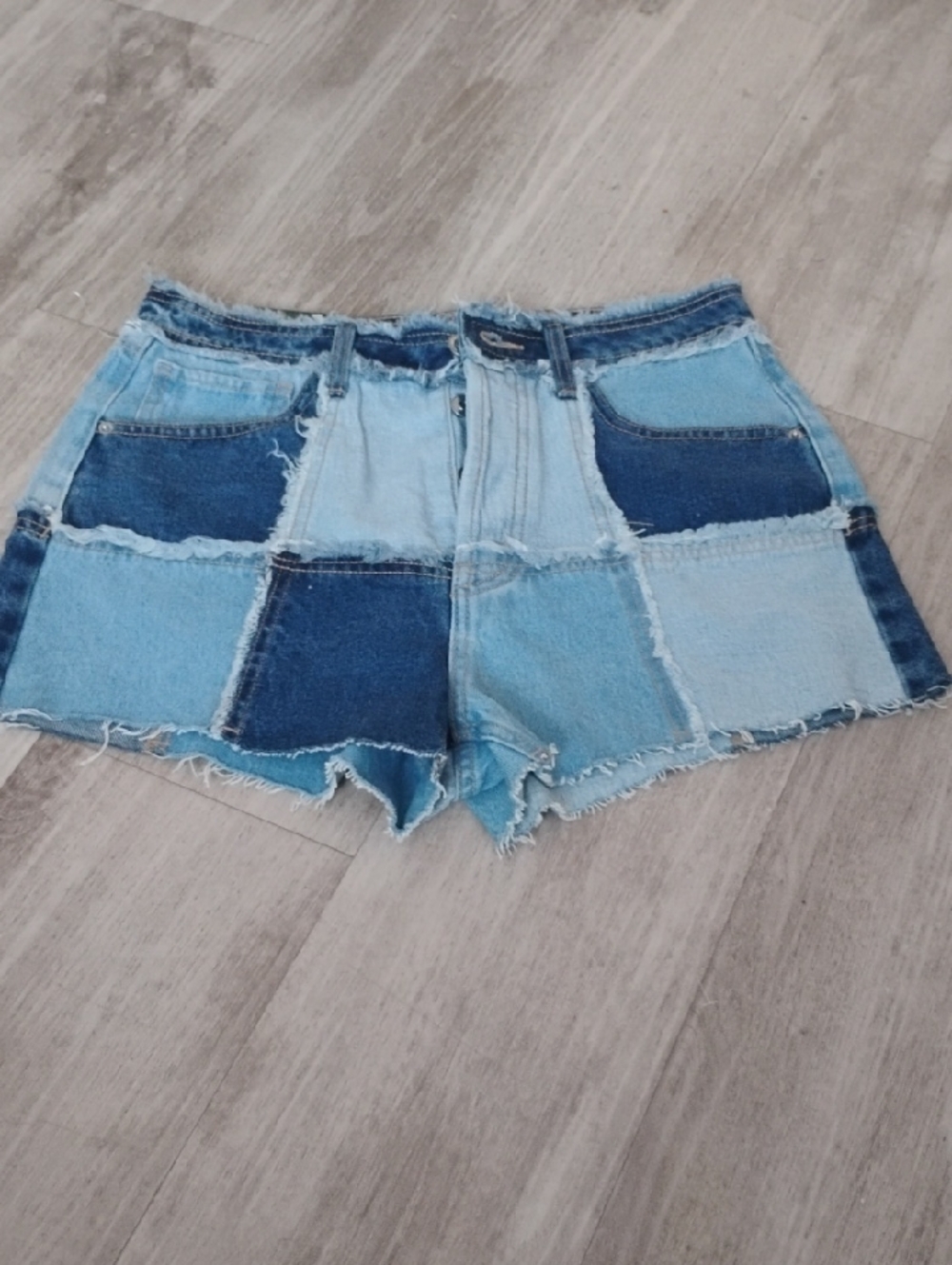 wild fable Patchwork Two-Tone Denim Shorts - Light & Dark Blue NWT🆕✨ - Picture 1 of 7